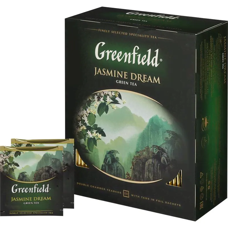 Чай Greenfield Jasmin Dream зеленый (100пакетиков)-4