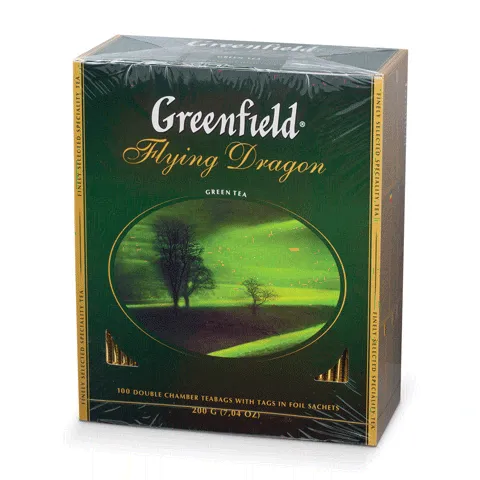 Чай GREENFIELD "Flying Dragon", зеленый, 100 пакетиков в конвертах по 2г
