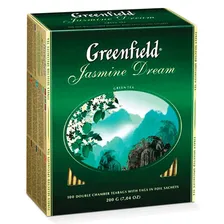Чай GREENFIELD (Гринфилд) "Jasmine Dream" ("Жасминовый сон"), зеленый с жасмином, 100 пакетиков в ко