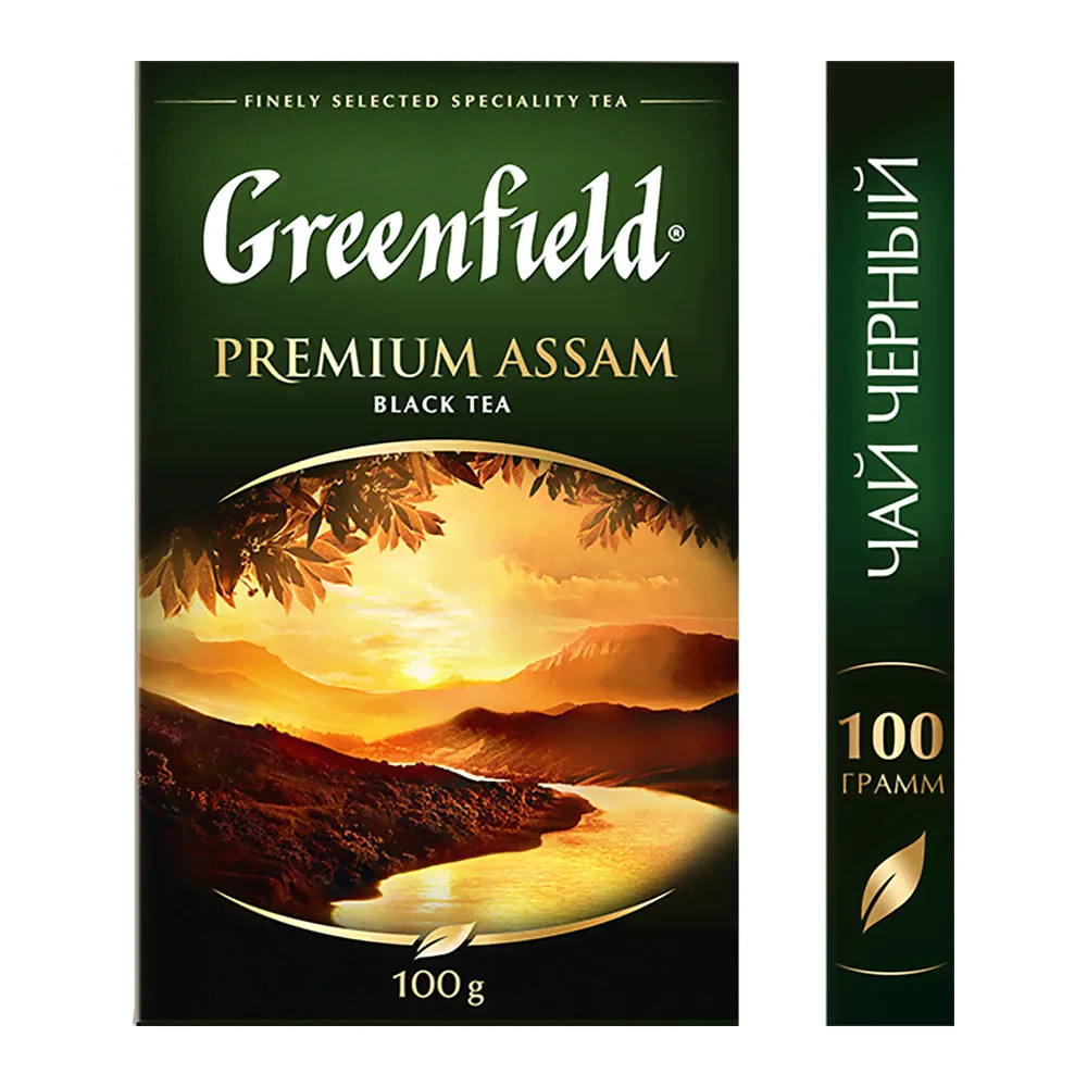 Чай GREENFIELD (Гринфилд) "Premium Assam" черный, листовой, 100г