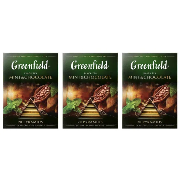 Чай черный в пирамидках Greenfield Mint & Chocolate 20 пакетиков 3 штуки