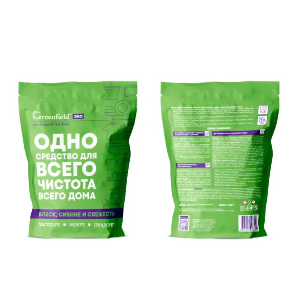 GREENFIELD Очиститель для ВСЕГО 1кг дой-пак Чистота всего дома ЭКО /8729/-0