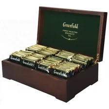 Greenfield Чай в деревянной шкатулке набор 96 пакетиков 8 вкусов по 12 пакетиков