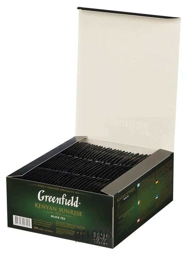 Greenfield Чай Greenfield (Гринфилд) "Kenyan Sunrise" ("рассвет в кении"), черный, 100 пакетиков в конвертах по 2 г, 0600-09-2