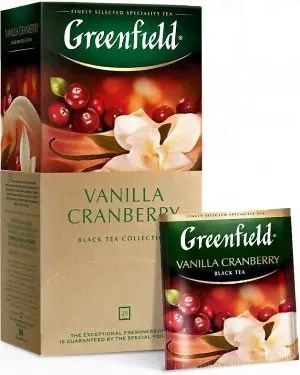 Черный чай в пакетиках Greenfield Vanilla Cranberry, 25 шт