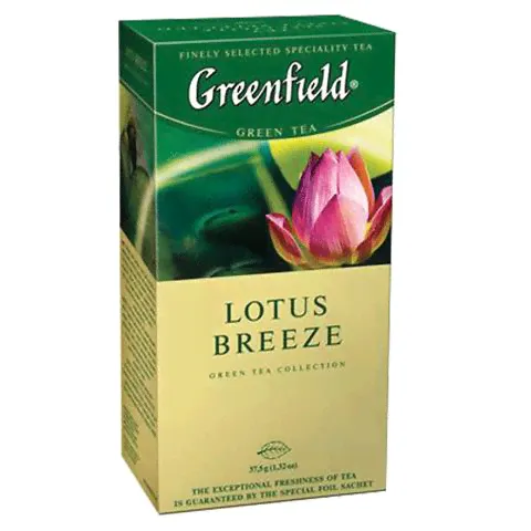 Чай GREENFIELD (Гринфилд) "Lotus Breeze" ("Дуновение лотоса"), зеленый с добавками, 25 пакетиков по