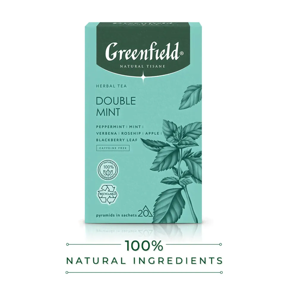 Чай GREENFIELD Natural Tisane "Double Mint" травяной, 20 пирамидок по 1,8 г, 1758-08, 623252