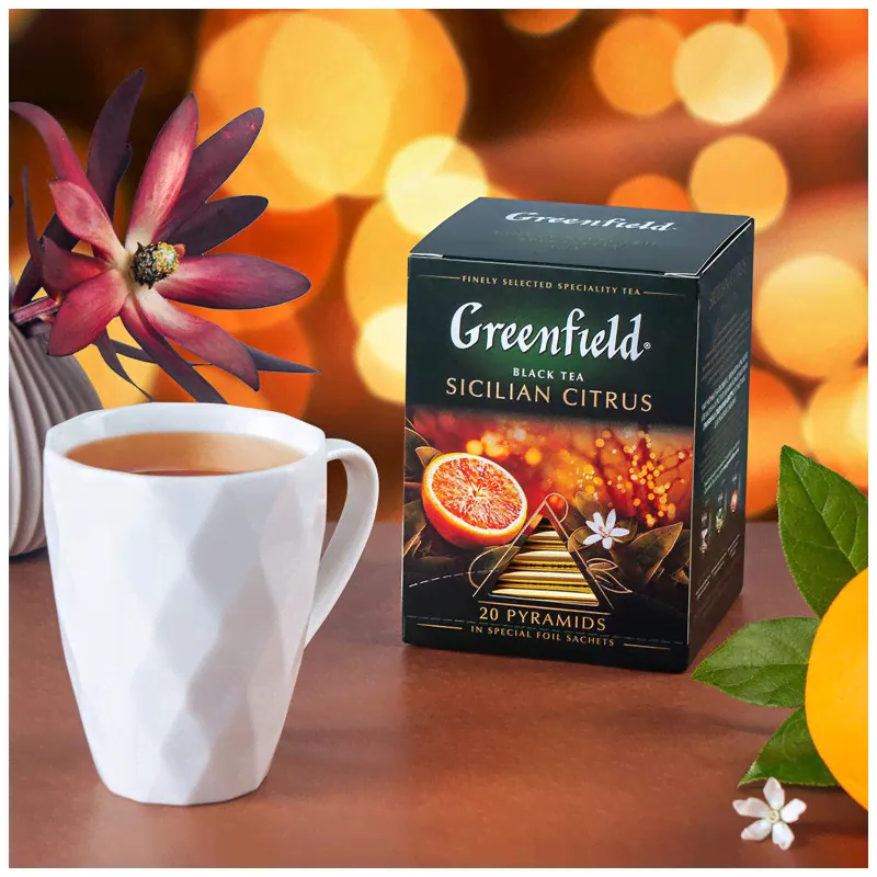 Чай Greenfield Sicilian Citrus чёрный в пирамидках, 20х1.8г