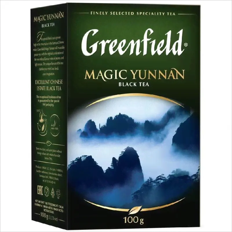 Чай Greenfield Magic Yunnan, листовой, черный, 100г.