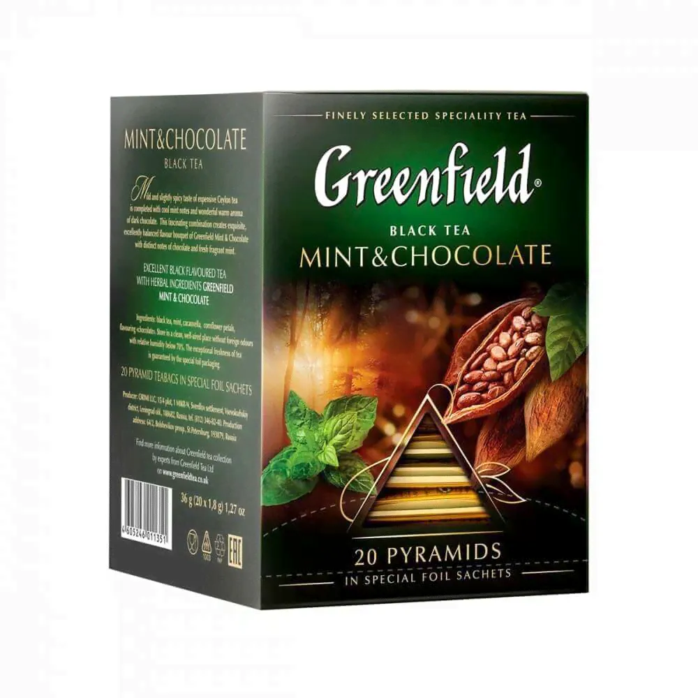 Чай Greenfield "Mint & Chocolate", черный с добавками, 20 пирамидок