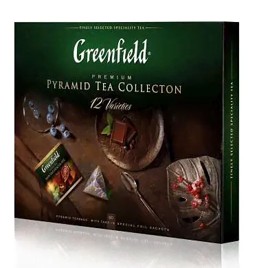 ЧАЙ GREENFIELD АССОРТИ PYRAMID TEA COLLECTION ИЗ 12 ВИДОВ, 60 ПАКЕТИКОВ-ПИРАМИДОК