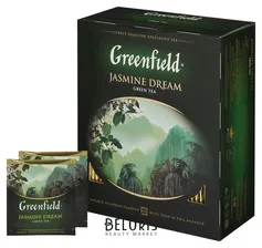 Greenfield Чай Greenfield (Гринфилд) "Jasmine Dream" ("жасминовый сон"), зеленый с жасмином, 100 пакетиков в конвертах по 2 г, 0586-09