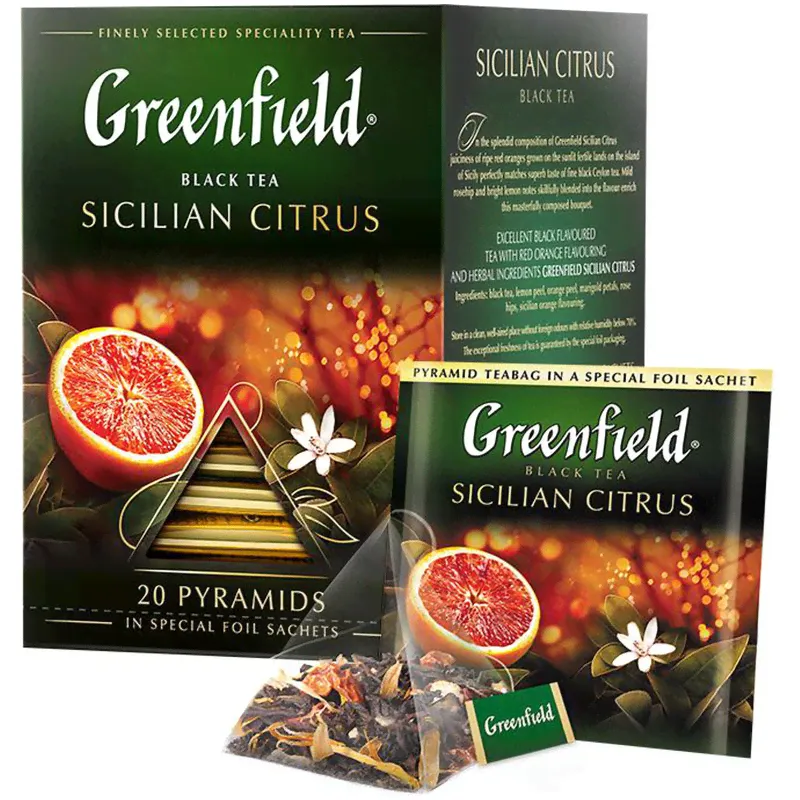 Чай Greenfield Sicilian Citrus чёрный в пирамидках, 20х1.8г-4
