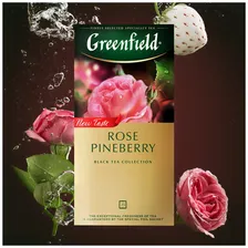 Чай Greenfield Роуз Пайнберри чёрный с ароматом белой клубники и розы, 25х1.5г